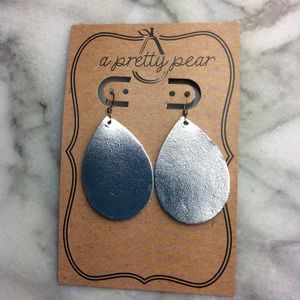 Silver Leather Earrings